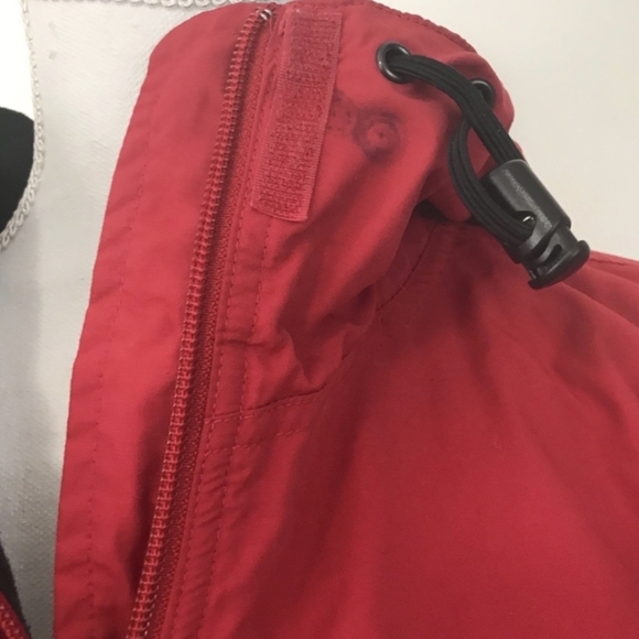 LLBEAN Squall Fleece Lined Fall Winter Ski Rain Coat Half Zip Hoodie Red Large - Picture 10 of 12